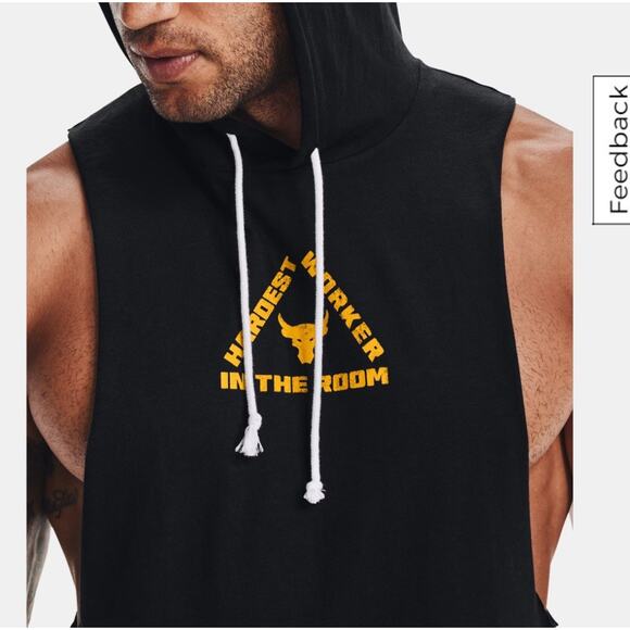 Men’s Under Armour Project Rock Black Sleeveless Hoodie Size XXL - Picture 1 of 7